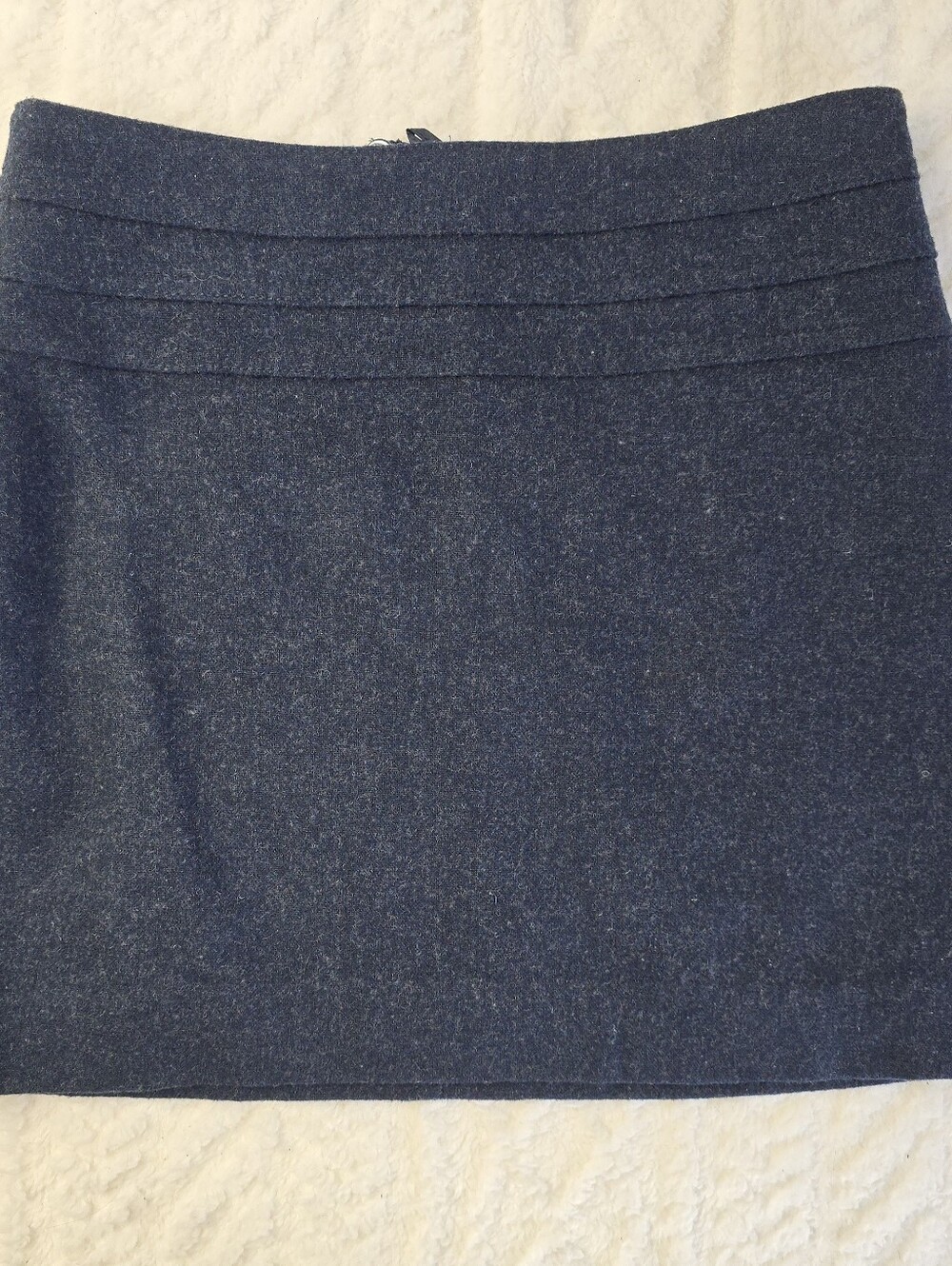 H&M Wool Blend Mini Skirt Navy Blue Pleated Waist Lined Back Zip Preppy Academia